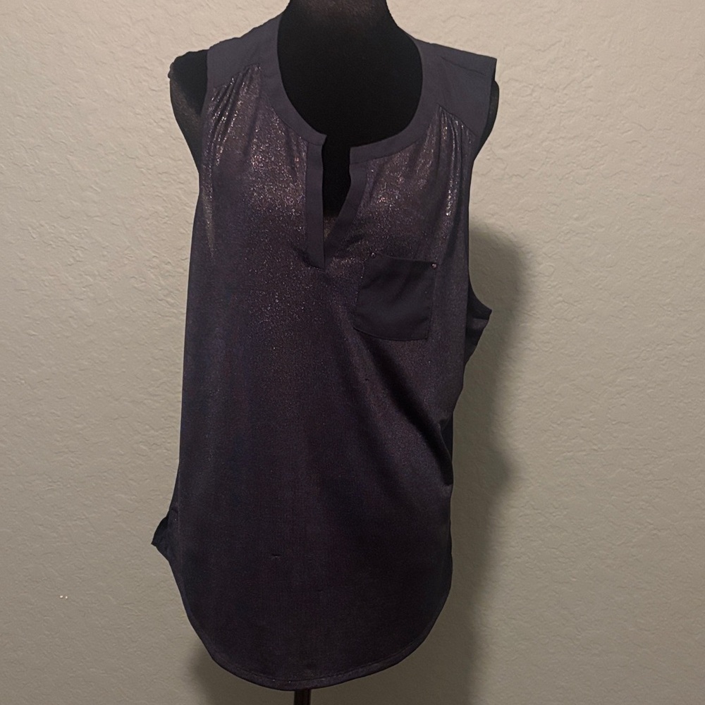 Calvin Klein Jeans Sleeveless Shimmer Tank Top - Navy size L